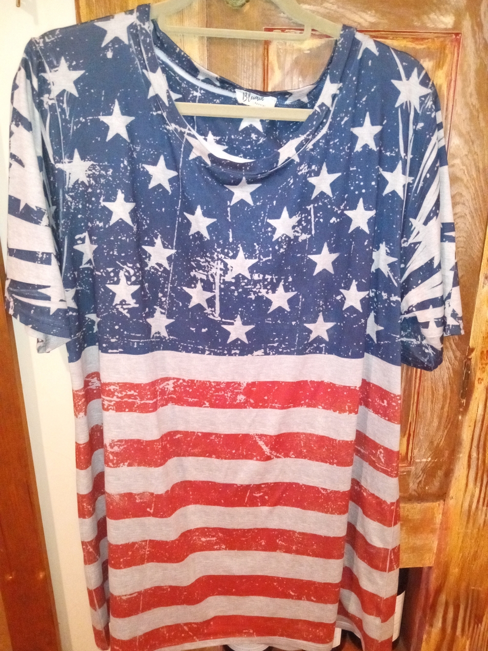 Blue/Red/White Stars & Stripes Short Sleeve Tee - Women